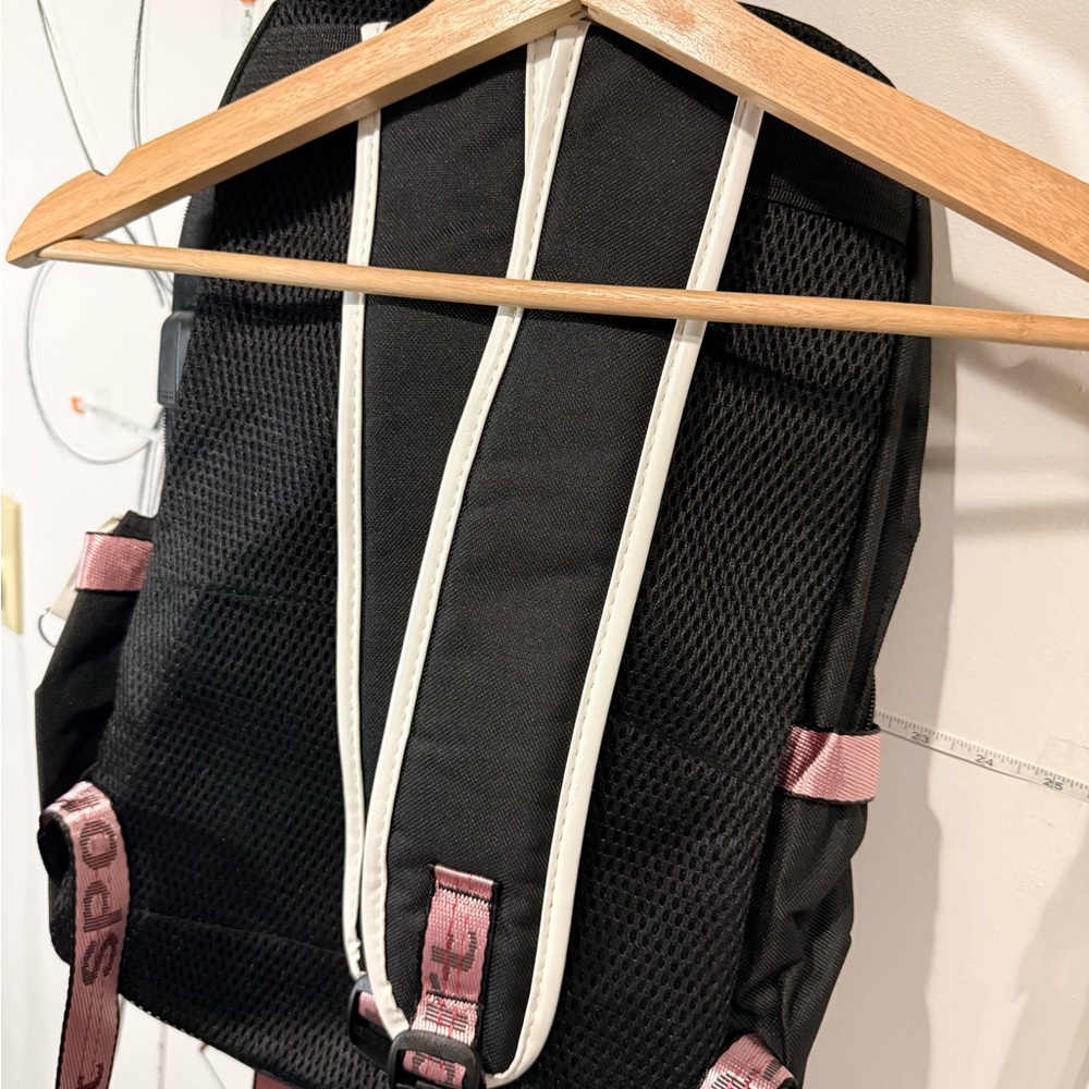 NEW Stray Kids Black & White Backpack with Pink Accents, Charging Access - Picture 9 of 10